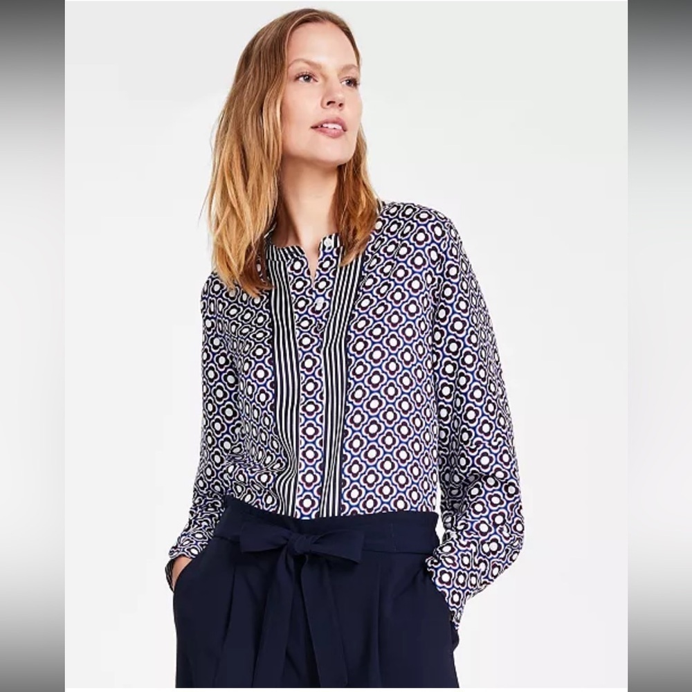 Tommy Hilfiger Printed Long-Sleeve Blouse Sz. L